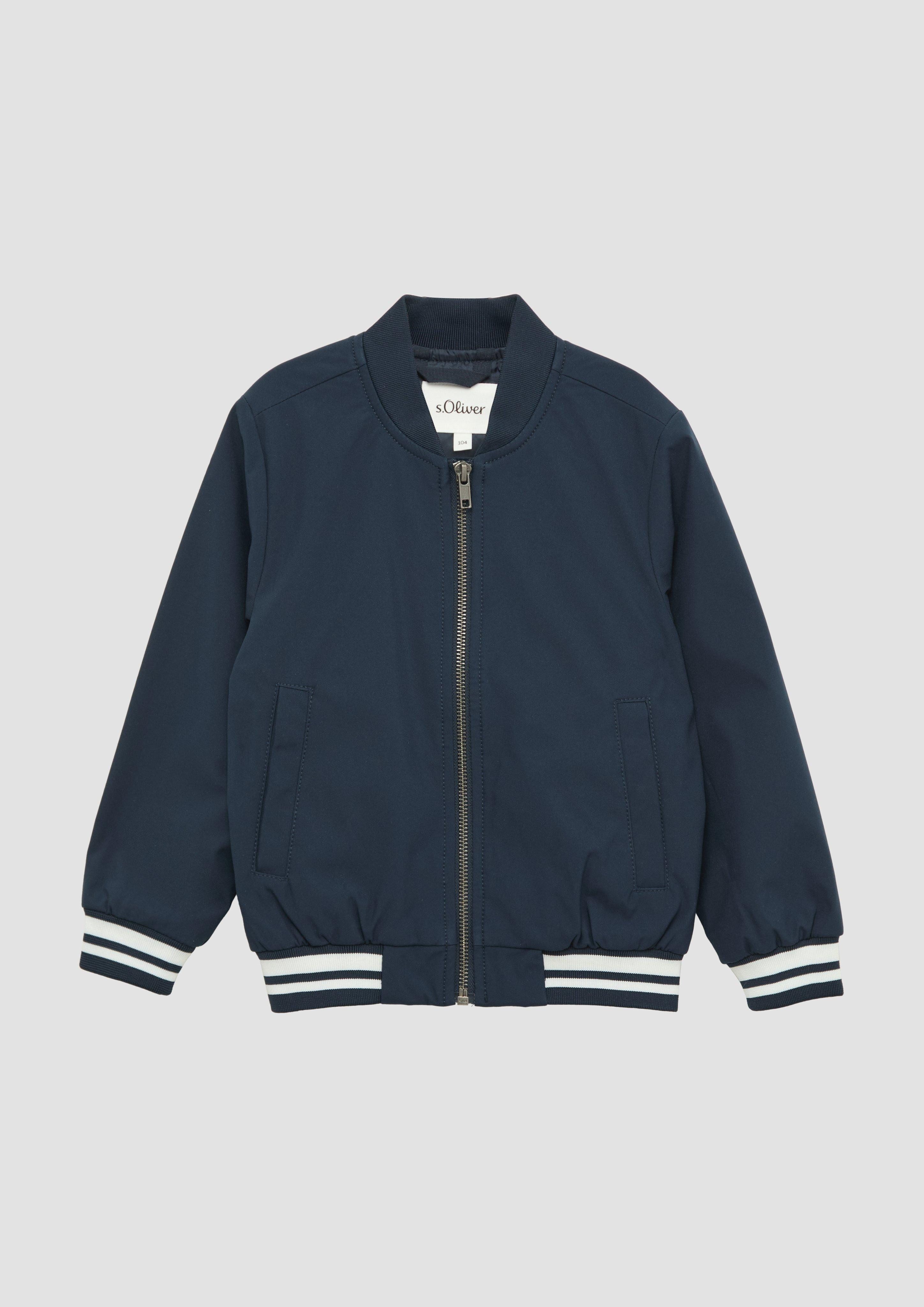 s.Oliver Outdoorjacke Sportiver Blouson mit Streifen-Details Rippbündchen