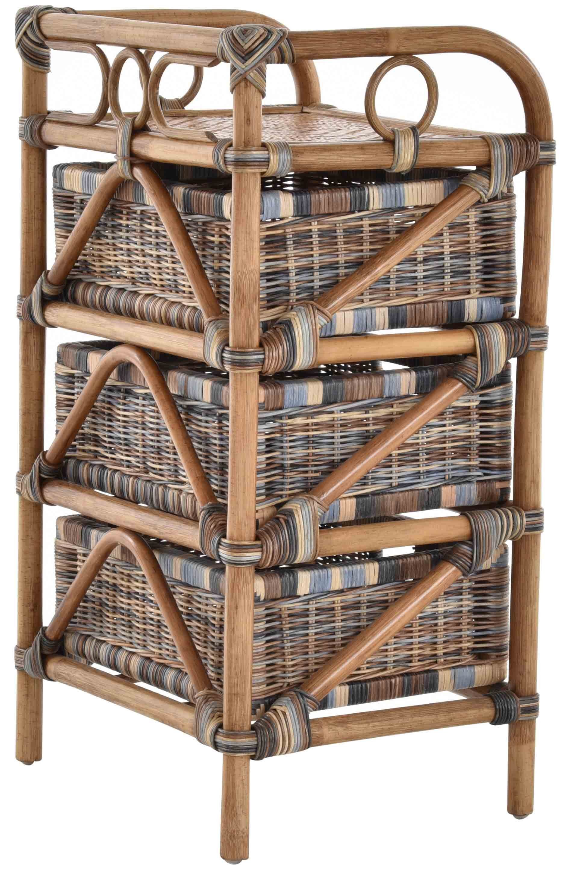 Krines Home Badregal Rattan Standregal Kommode Rattan Korb Regal Badregal mit 3 Schubladen, Handgearbeitet – Bild 4 von 5