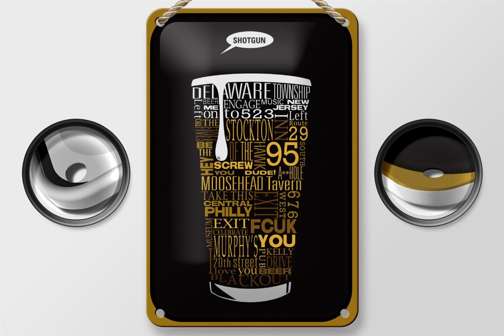 Femer GmbH Metallschild Spruch 12x18cm Shotgun Dosenstechen Bier, (1 St), gewölbte Oberfläche, abgerundete Ecken, umgeschlagene Kanten