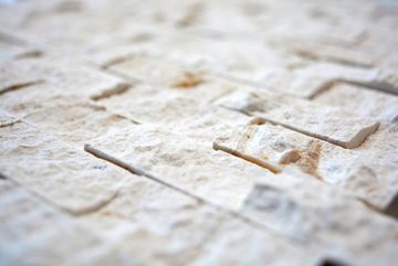 Mosani Mosaikfliesen Kalkstein Mosaik Naturstein Splitface Steinwand weiß creme Brick