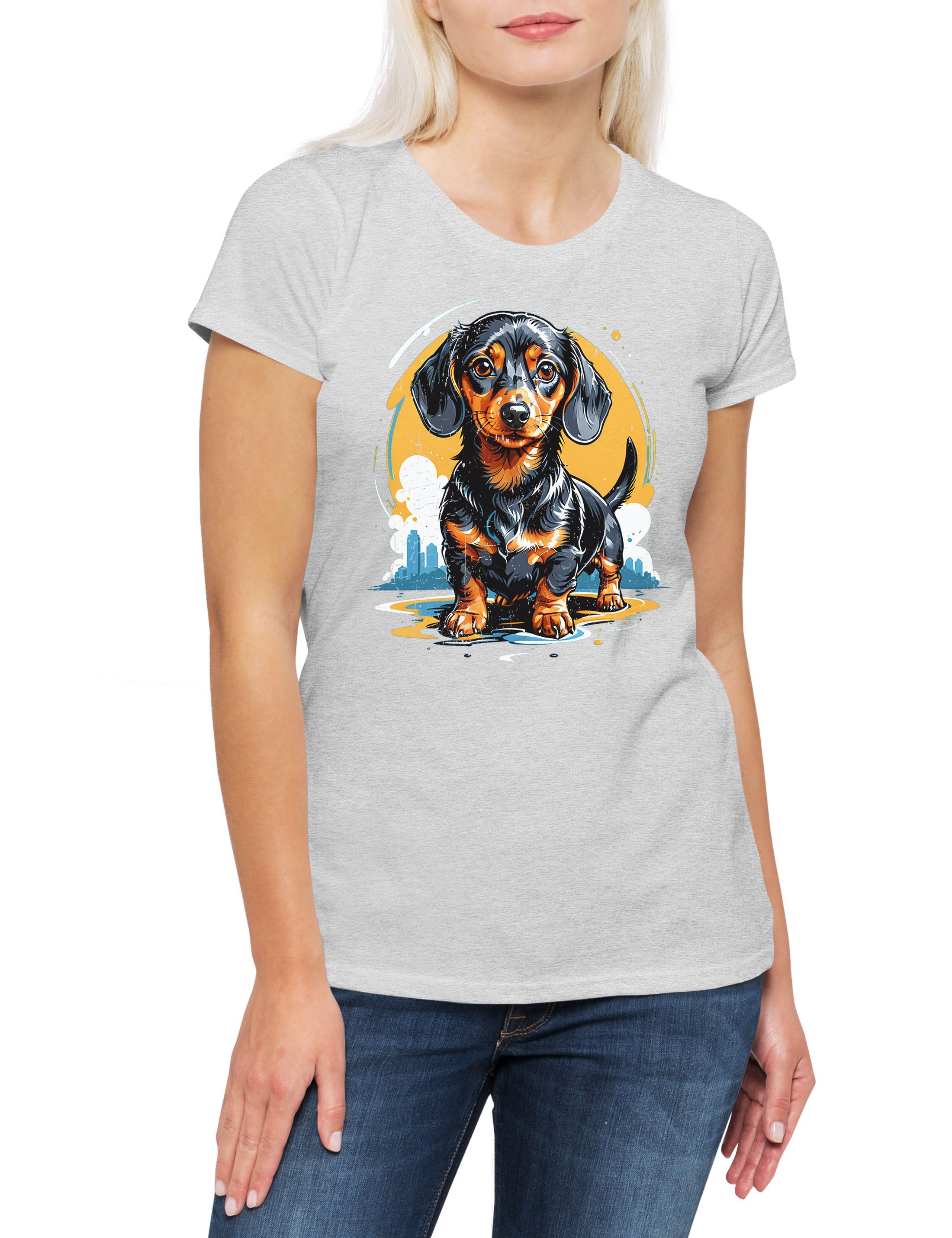 Urban Backwoods Print-Shirt Sweet Dackel Art Damen T-Shirt Dachshund Teckel Hund Dog Kurzhaar (1-tlg) Breed Pet Rasse Züchter