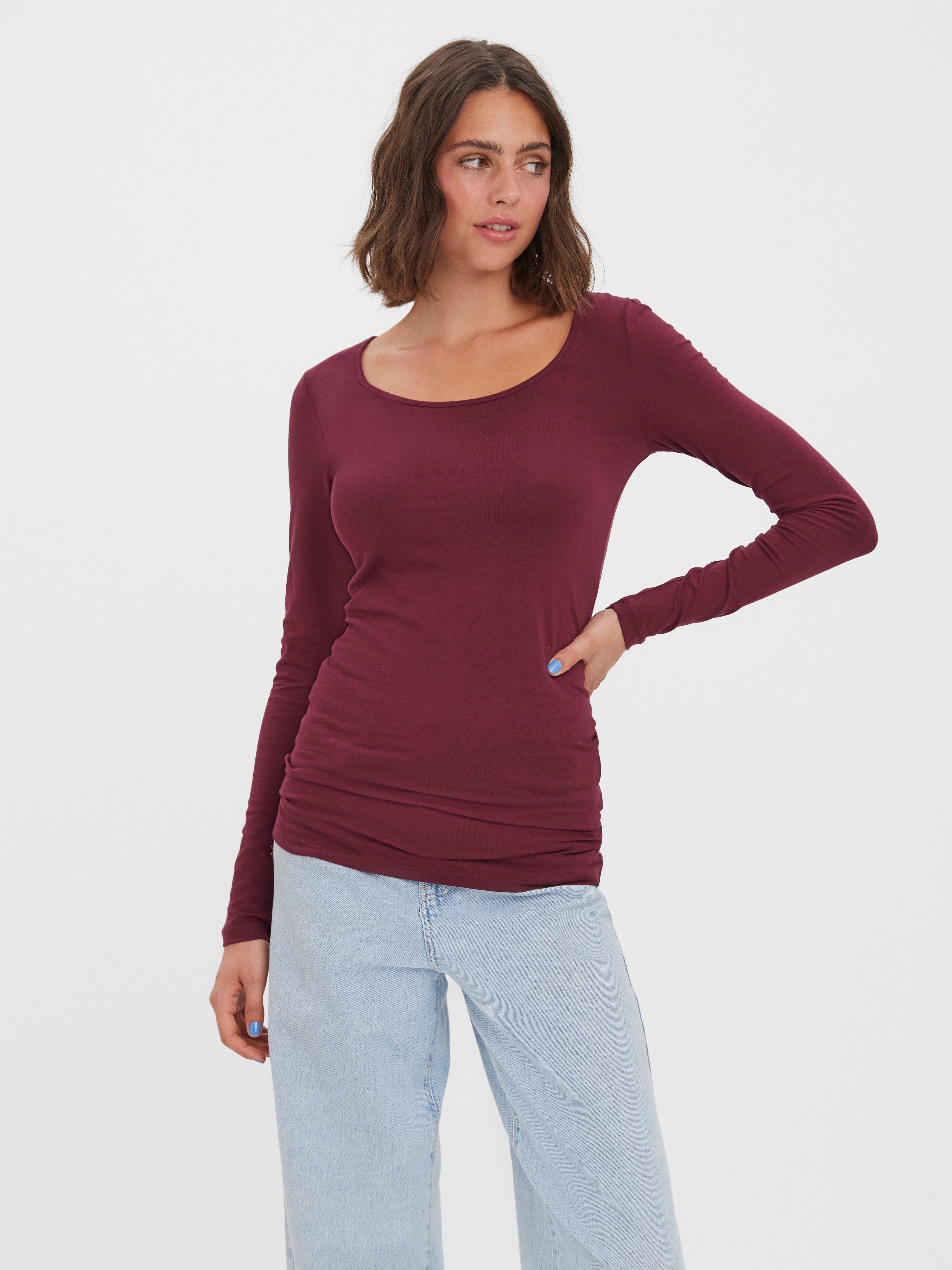 Vero Moda Langarmshirt VMMAXI MY LS SOFT LONG U-NECK NOOS Baumwollmischung, regular fit