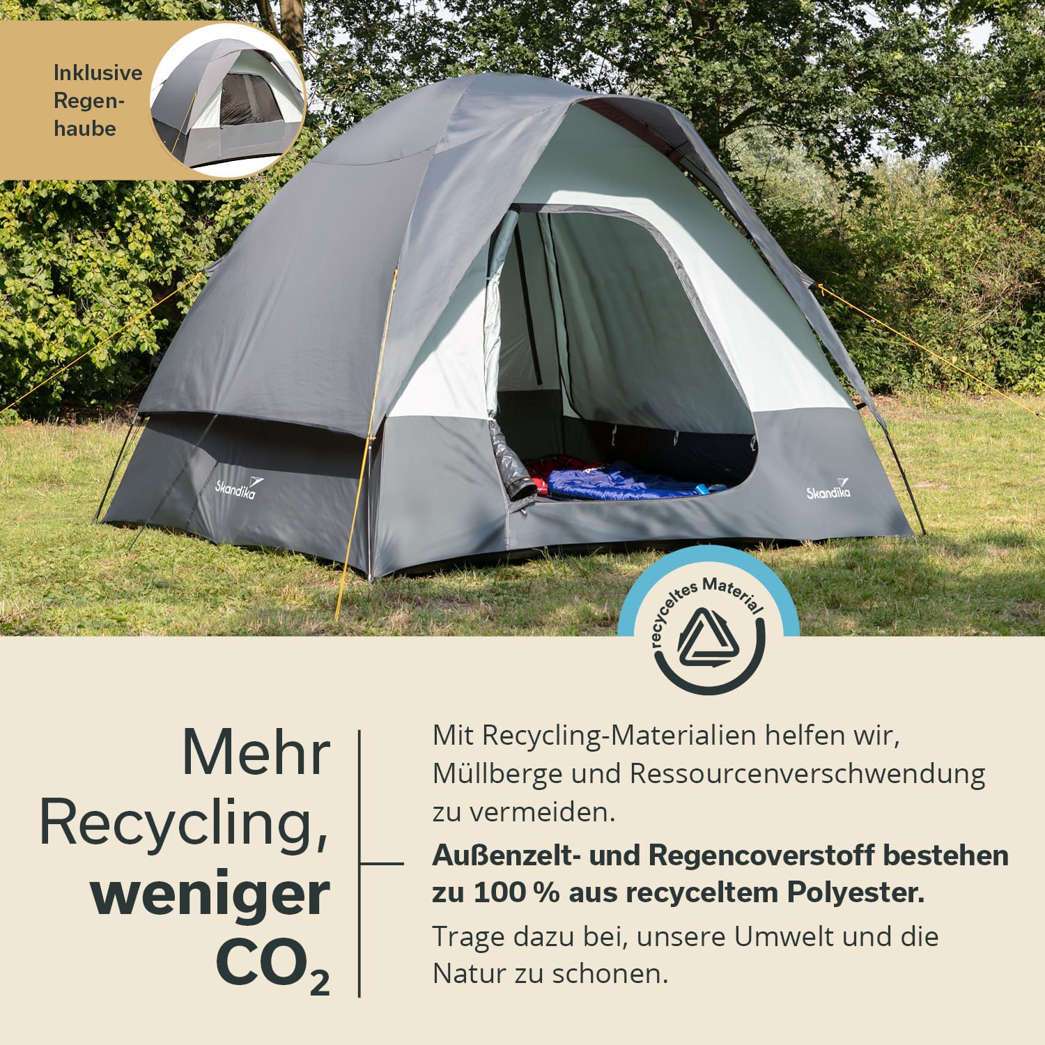 Skandika Buszelt Pitea SUV Protect, Heckzelt für Auto, CUV, Bus, Minivan, freistehend, Personen: 4 (Transporttasche, recyceltes Material, Haken für Campinglampe), eingenähter Zeltboden, 2,2 m Stehhöhe, wasserfest, 3000mm Wassersäule