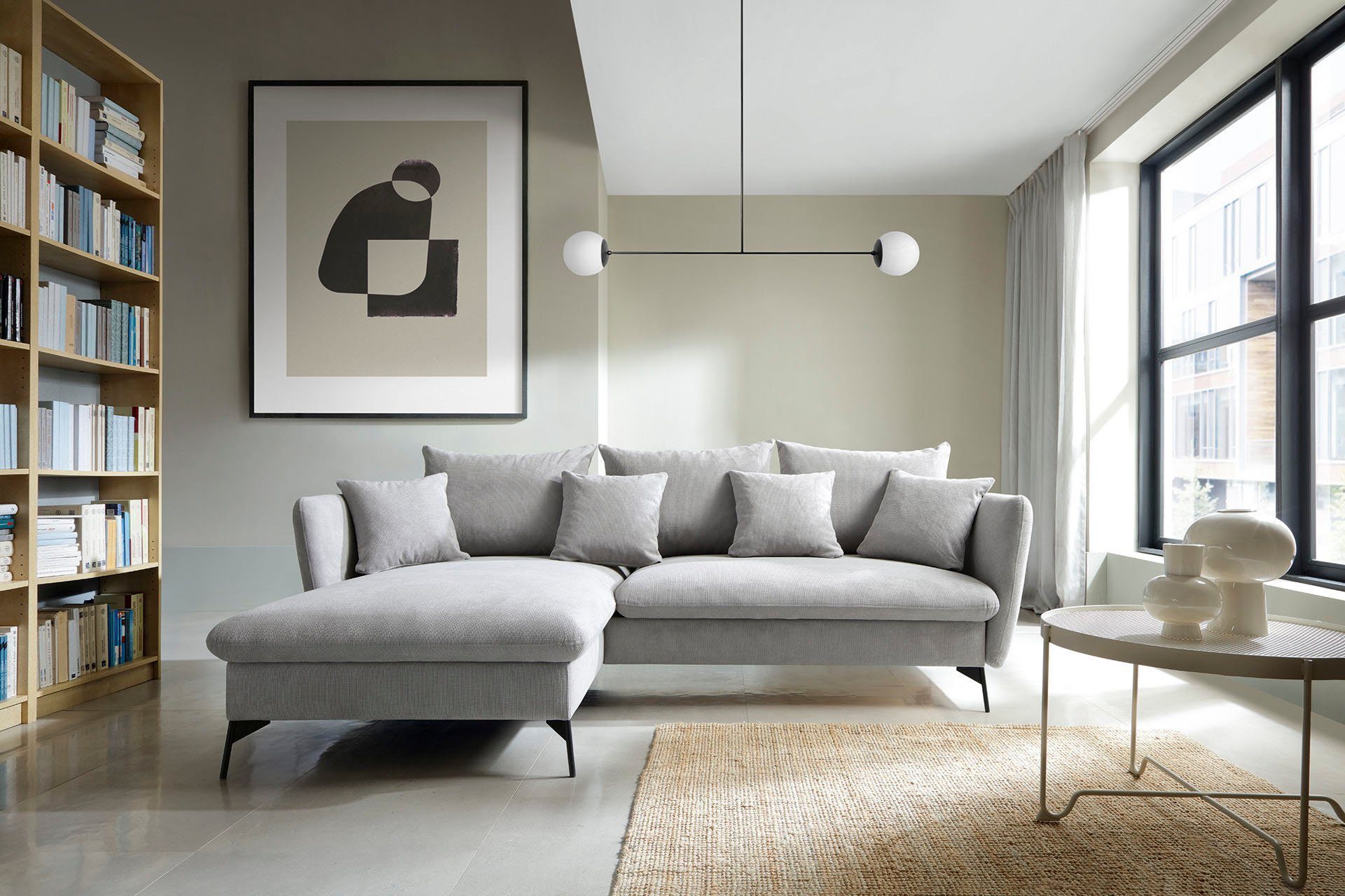 OTTO home Ecksofa LIVORNO,258 cm, L-Form, Schlaffunktion u. Bettkasten (139/224cm), Samt, Struktur, Webstoff
