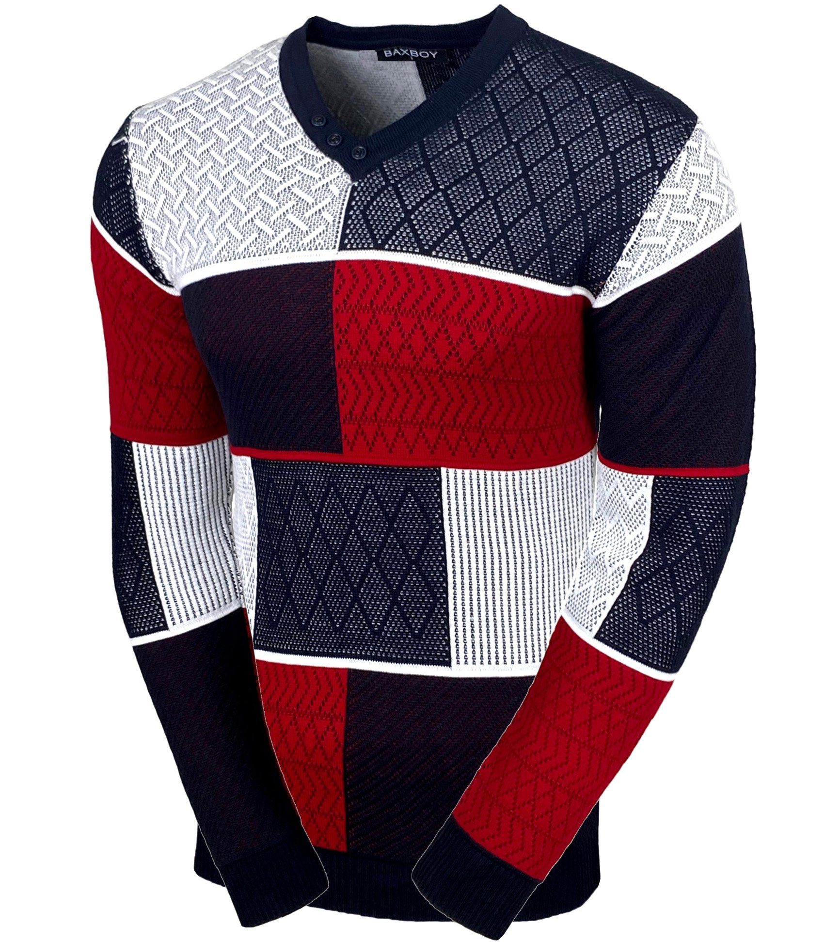 Baxboy Вязаные свитера Baxboy Herren Пуловеры V-Neck Strick-Pullover Rundkragen BB-52301