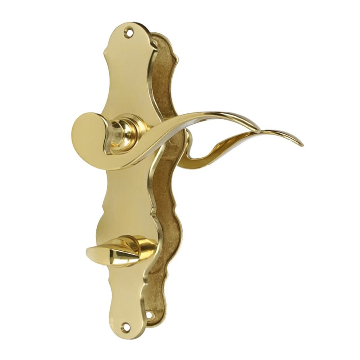 MS Beschläge Türbeschlag Langschildgarnitur Türdrücker Messing poliert, eleganter Zimmertürbeschlag Schildgarnitur 218x56mm