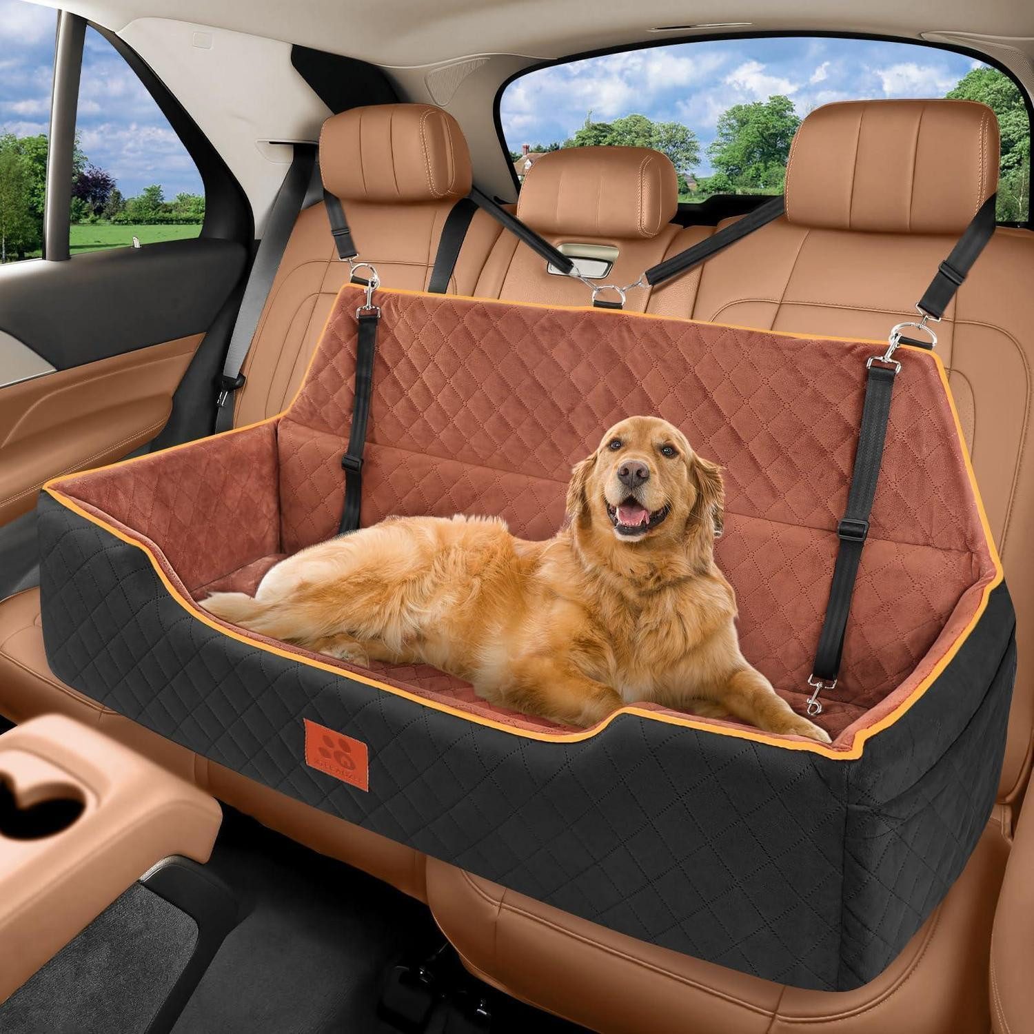 LuxusKollektion Hunde-Autositz Hundesitzbank Hunde 100 Pfund Detachable Washable schwarz bronze