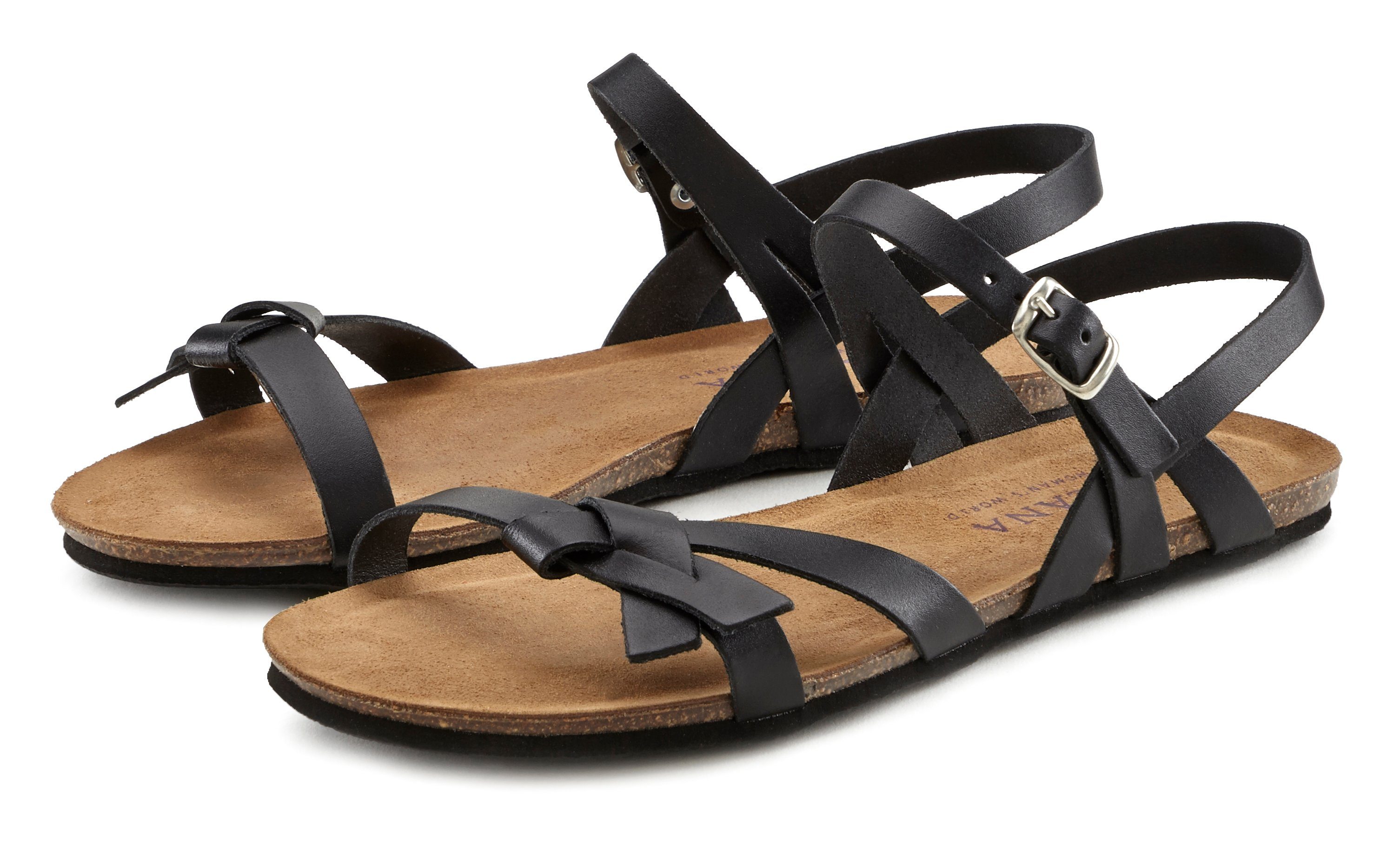 LASCANA Sandale Sandalette, Sommerschuh aus Leder schwarz