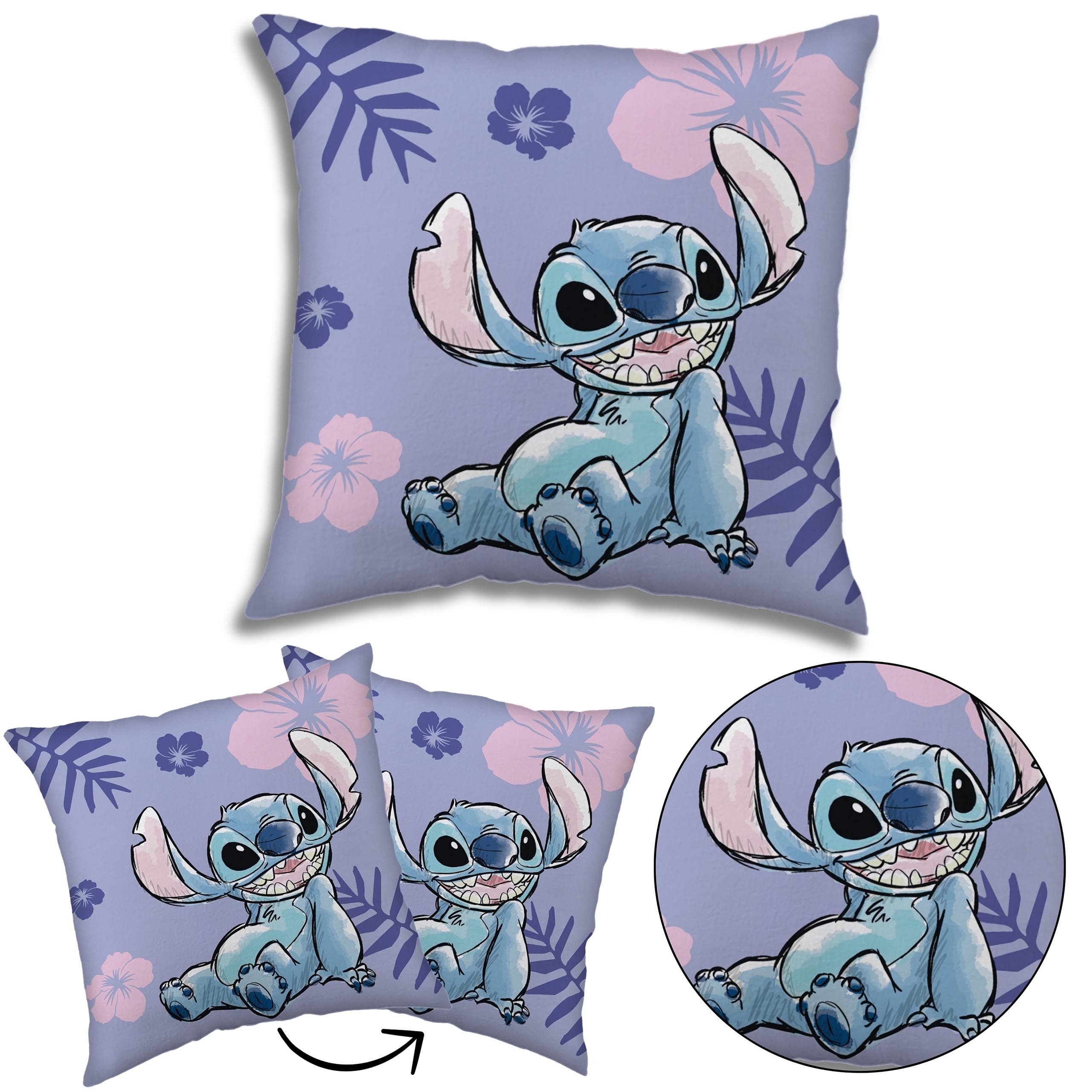 Disney Kopfkissen DISNEY Stitch quadratisches Kissen, Deko-Kissen lila 40x40 cm