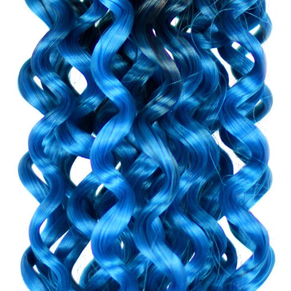 MyBraids YOUR BRAIDS! Kunsthaar-Extension Deep Schwarz-Enzianblau 24-WS Ombre Wave Crochet Flechthaar Braids Pack Zöpfe 3er Wellig