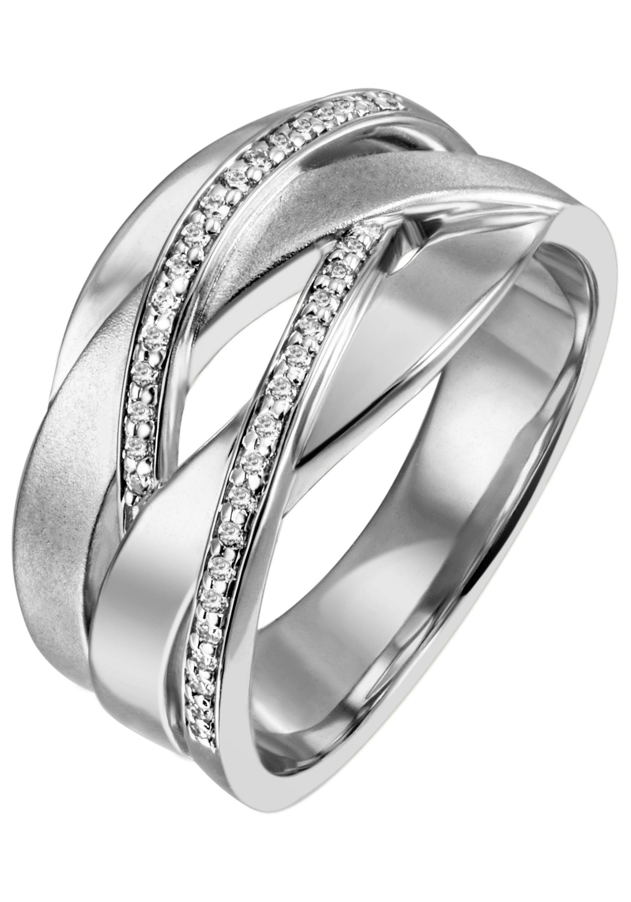 JOBO Fingerring, breit 925 Silber mit 34 Zirkonia günstig online kaufen