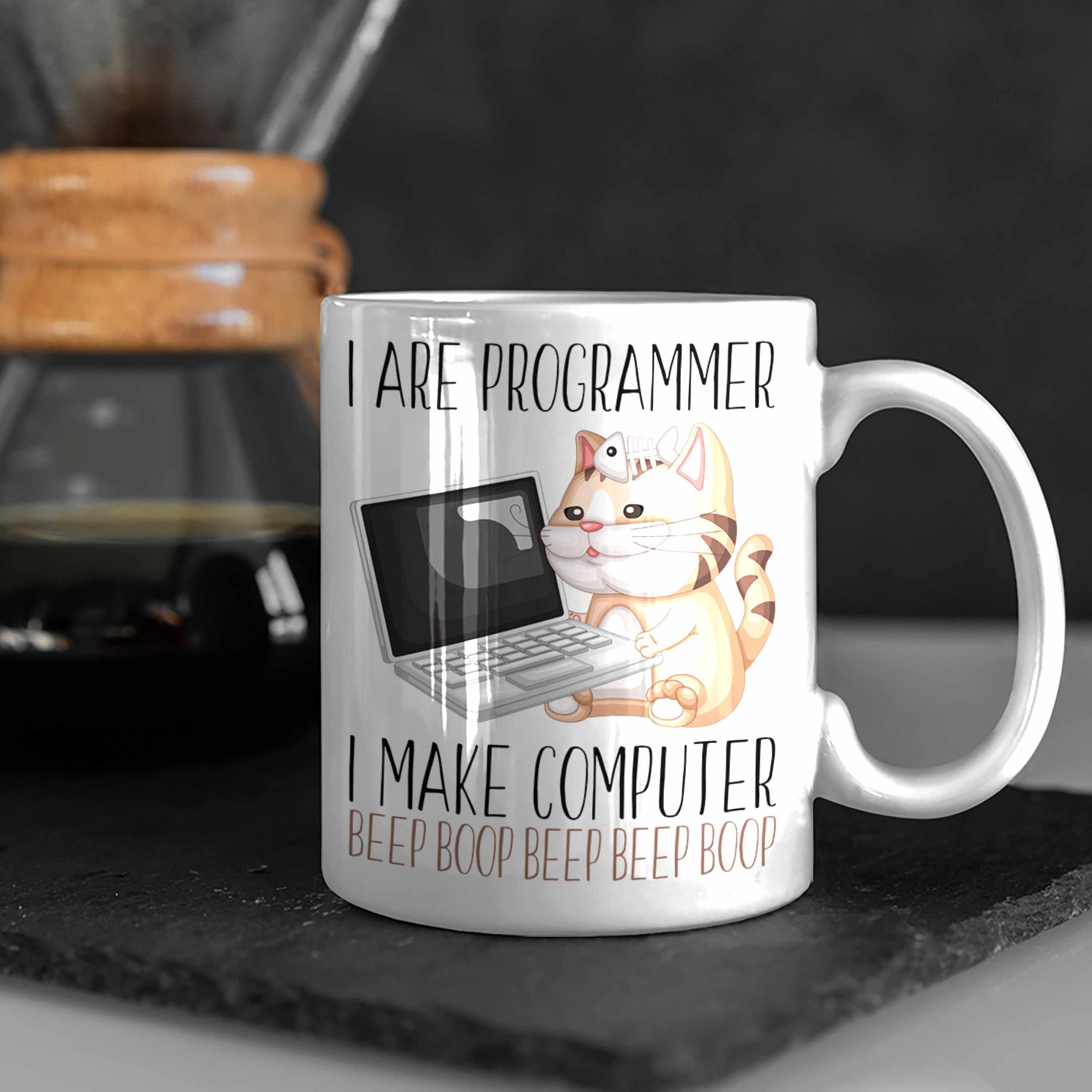 Techniker Geschenk Tasse Weiss Programmierer Tasse Entwickler Kaffee-Becher Trendation IT Ges