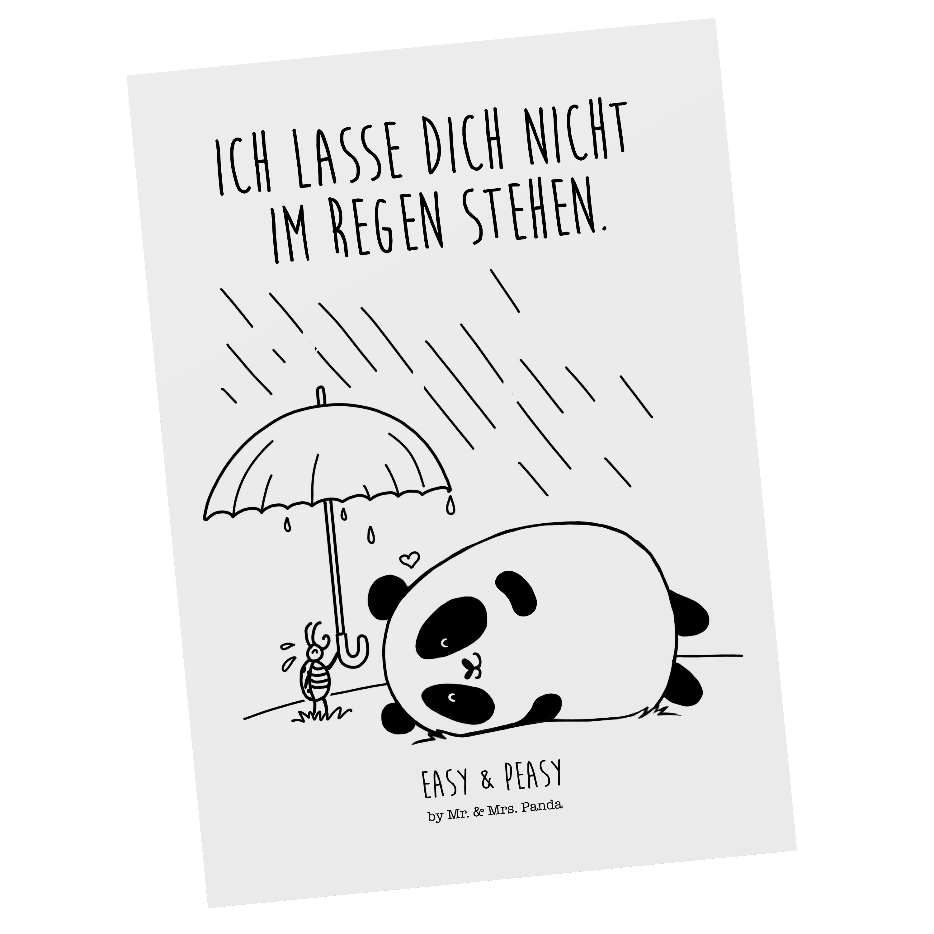 Mr. & Mrs. Panda Postkarte Easy & Peasy Freundschaft - Weiß - Geschenk, Dankeskarte, Karte, Ans