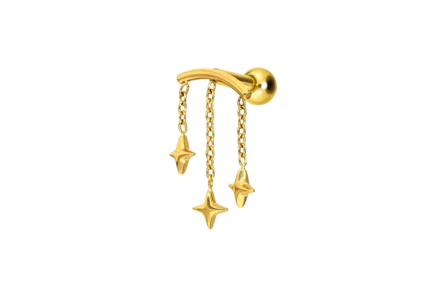 Piercing-Set Titan Ohrpiercing mit Innengewinde BOGEN + 3 STERNE