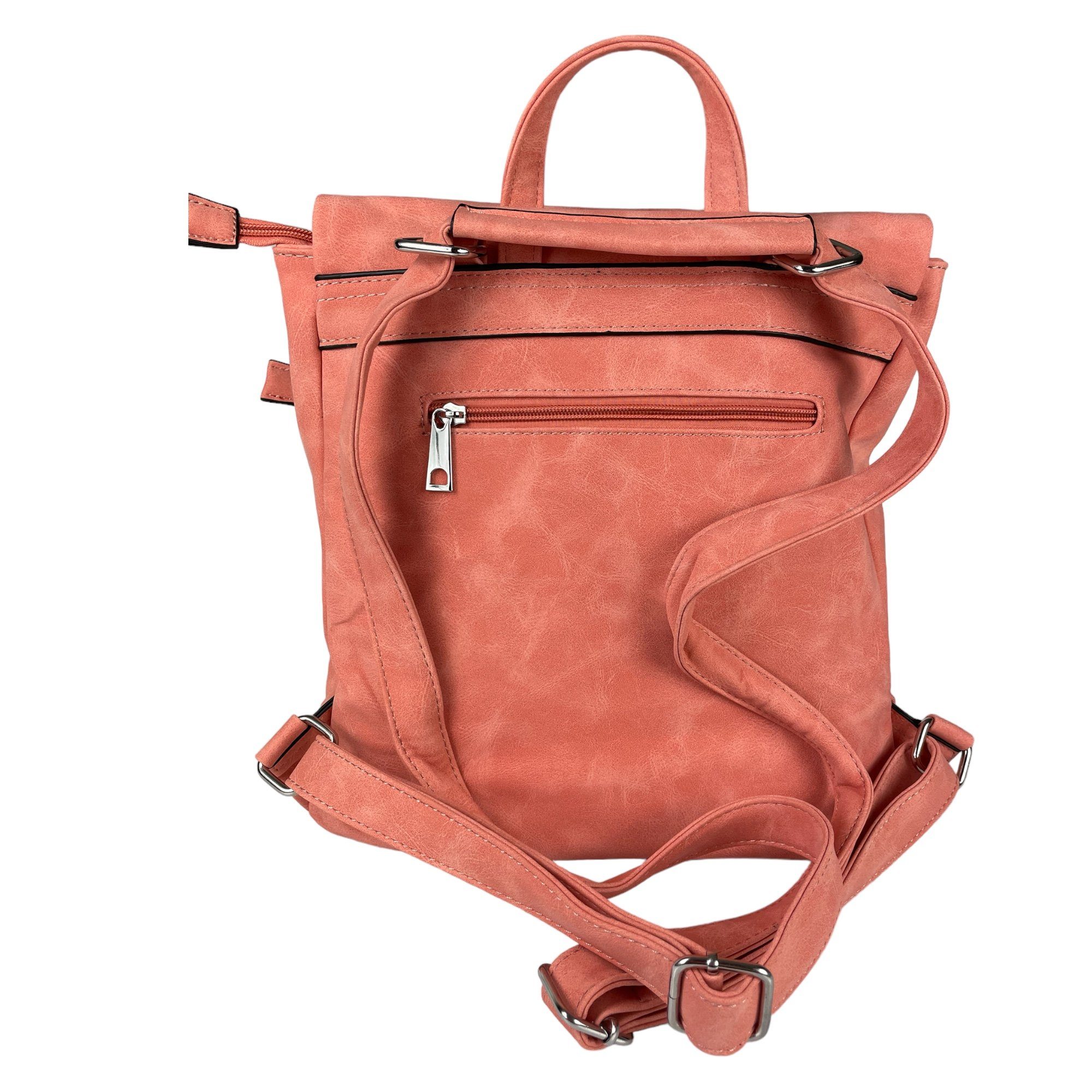 Taschen4life Rucksack 2in1 Rucksack & Umhängetasche in Einem D5623, Damen Rucksacktasche, Fächer, schnell umbaubar, Multifunktionsrucksack