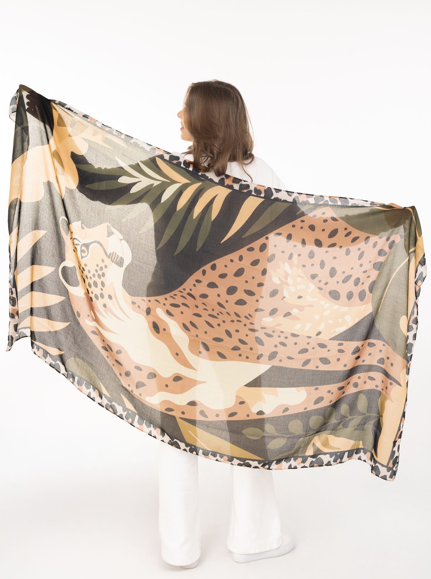 Zwillingsherz Schal "Leopard", transparent, Leomuster