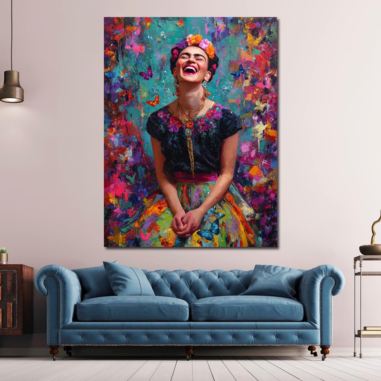 Artedinoi Leinwandbild Pop Art Frida Porträt Farbenfreude Leinwandbild Wandbild Kunstdruck XL