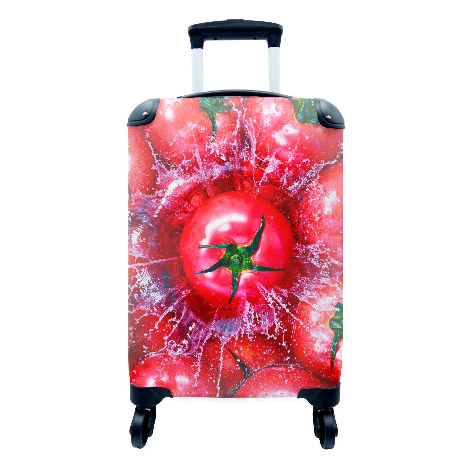 MuchoWow Handgepäckkoffer Tomate Reisekoffer Rollen, - für - Handgepäck Trolley, Wasser mit Reisetasche rollen, Rot, Ferien, 4