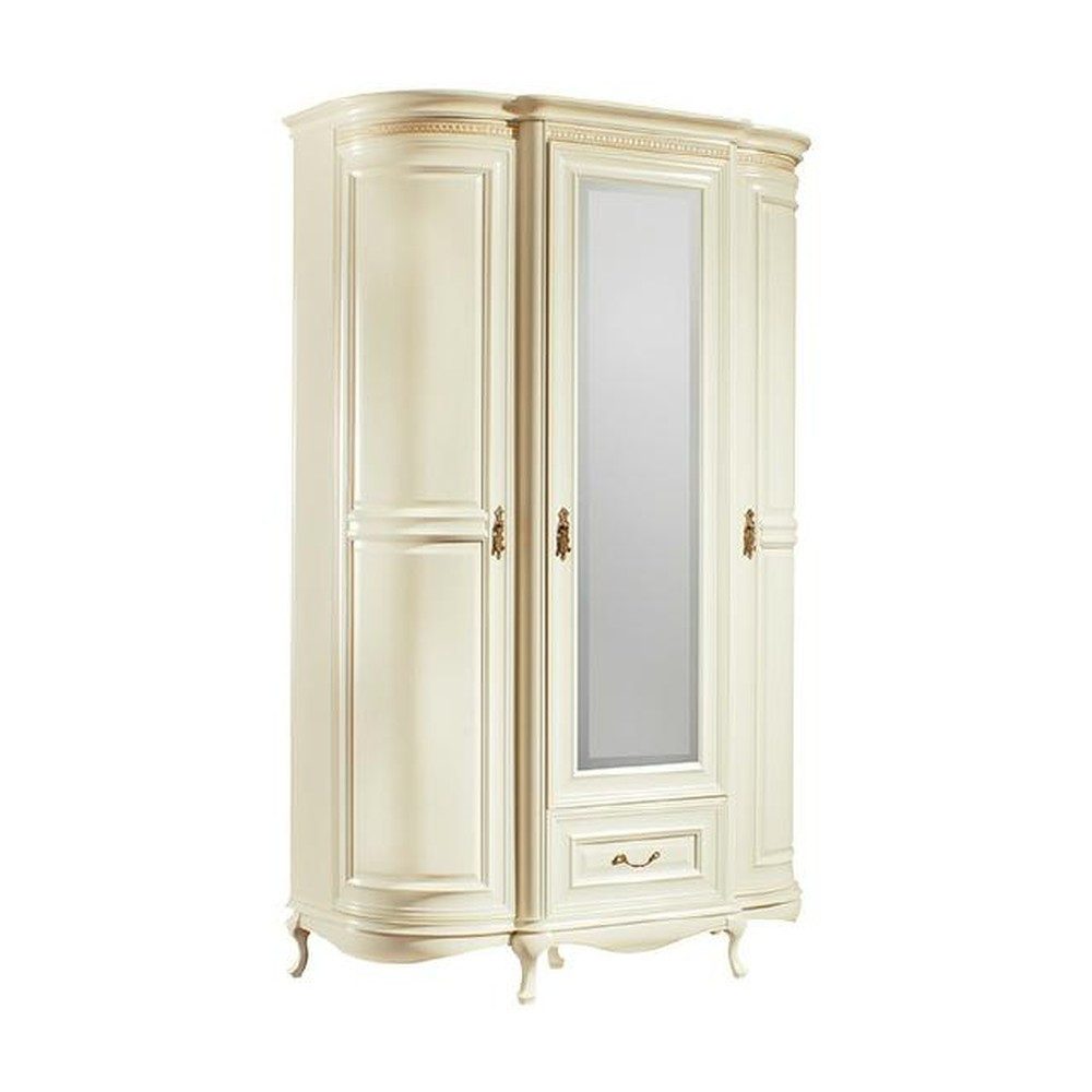 JVmoebel Kleiderschrank Beige Schrankwand mit Spiegel - klassische Aufbewahrungslösung Made in Europa