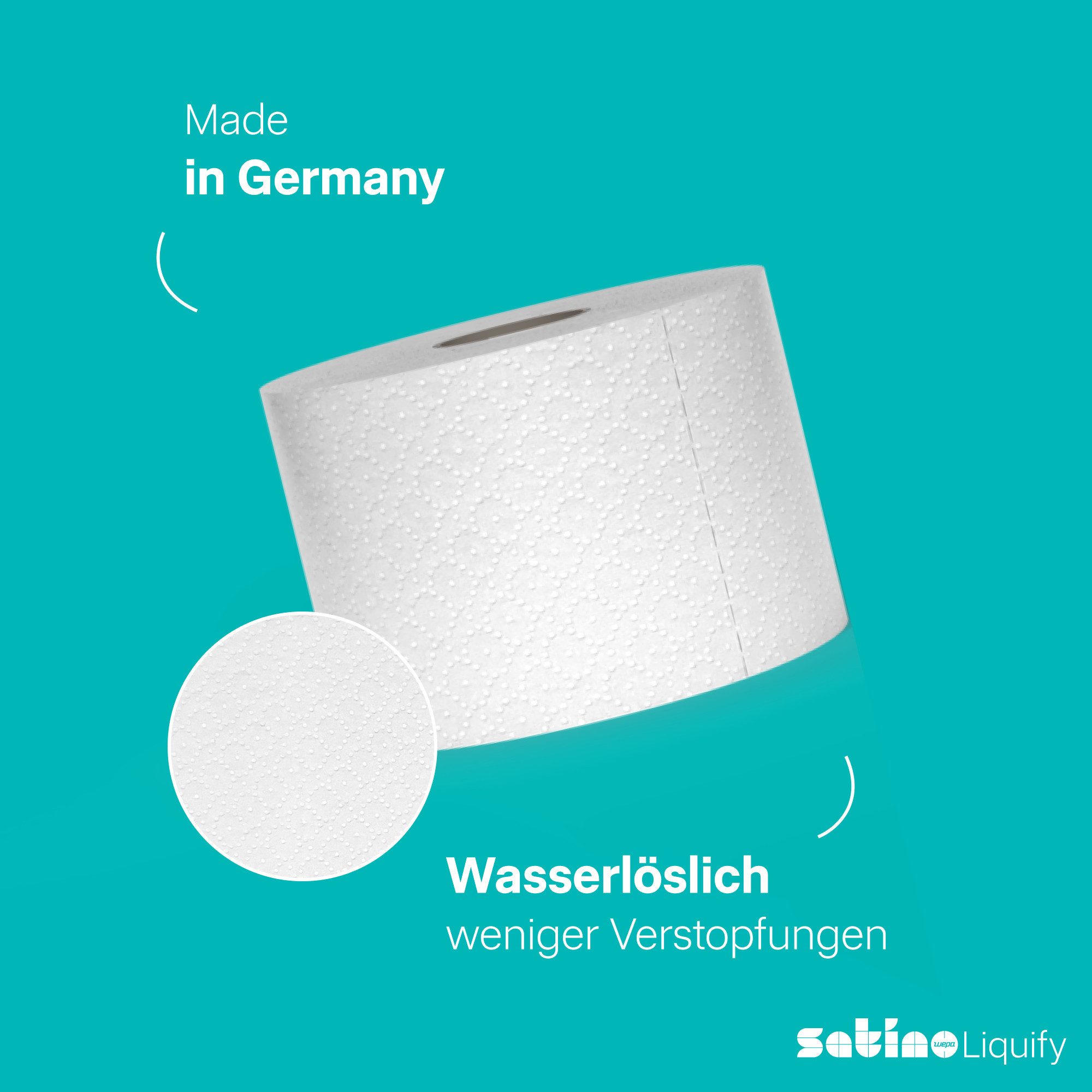 Satino Toilettenpapier liquify - schnell auflösend - perfekt für Camping, Outdoor, Reisen (8-St)