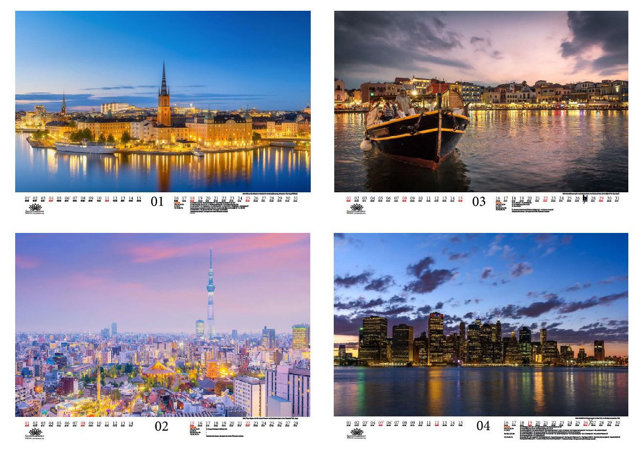 Seelenzauber Wandkalender Städtezauber City Lights DIN A3 Kalender für 2026 Nächtliche Städte