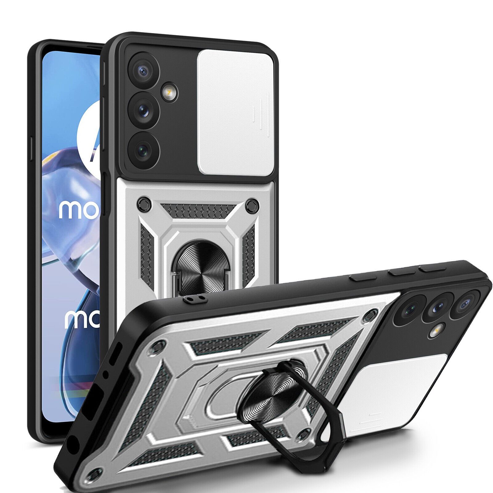 betterfon Handyhülle Panzerhülle für Samsung Galaxy A34 5G mit Kameraschutz & Ringhalter, Outdoorhülle mit Smartstand und Silikonkern