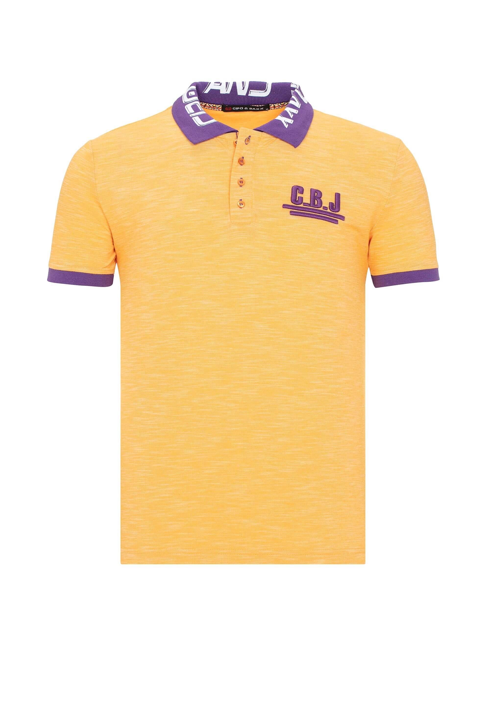 Cipo & mit Baxx Kragen gelb am Poloshirt Logodruck