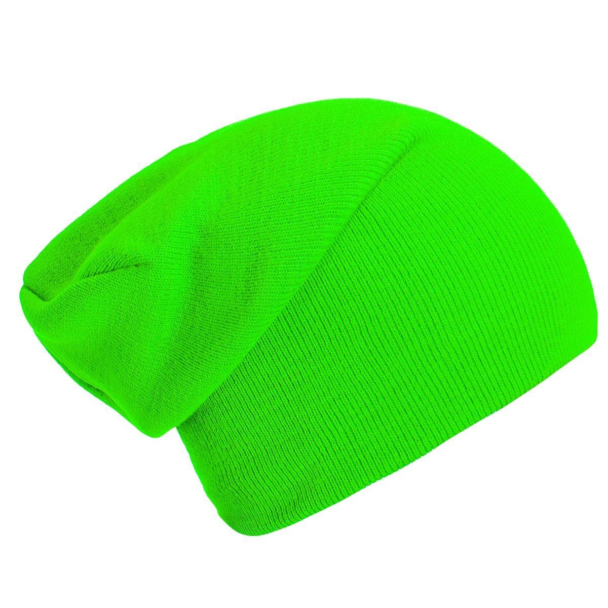 DonDon Beanie Schlauchmütze Mütze (Packung, 1-St) Wintermütze, klassischer Slouch-Beanie neongrün