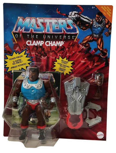 Mattel® Actionfigur Mattel GVL79 Masters of the Universe Clamp Champ, (Packung, 4-tlg., Erhältlich ist hier die Clamp Champ Deluxe-Actionfigur mit Greifer, Zange und austauschbaren Kopf, die sofort zum spielen und sammeln einladet)