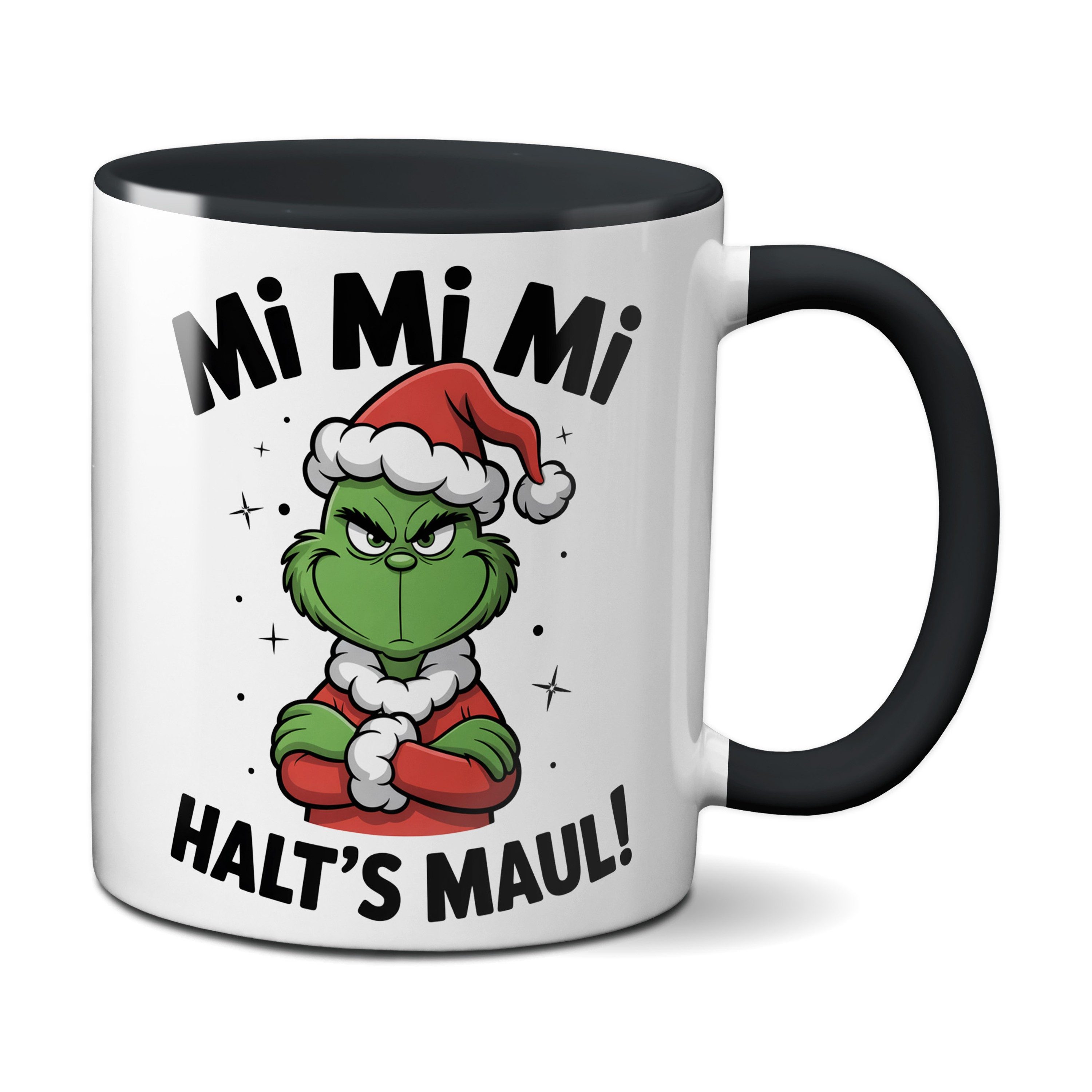 TASSENKING Tasse, Tasse Grinch "MiMiMi - Halt´s Maul" - (schwarz)