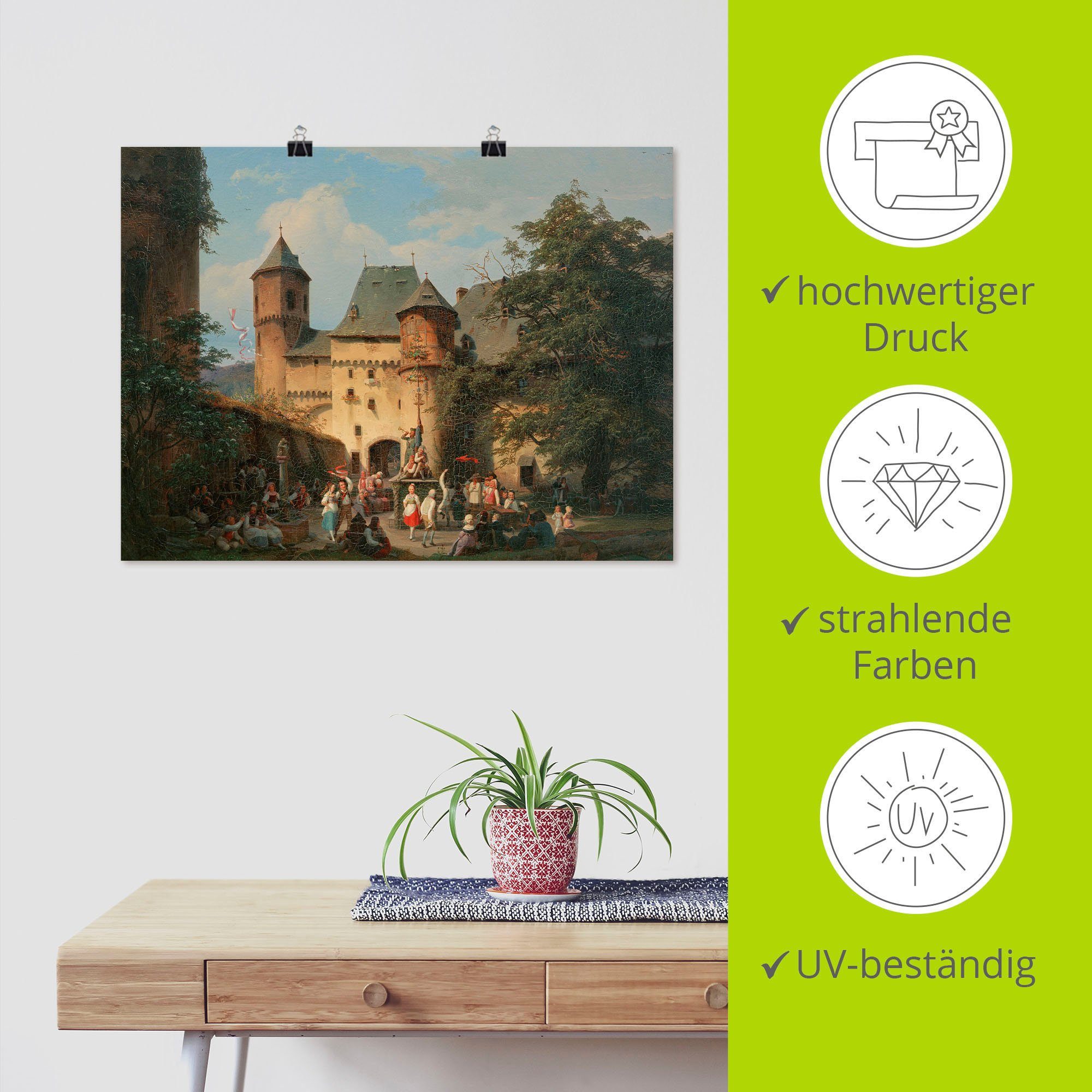 Artland Wandbild Festszene im einer Vorhof oder Leinwandbild, Ereignisse in Burg, (1 Größen versch. Alubild, St), historische Wandaufkleber Poster als