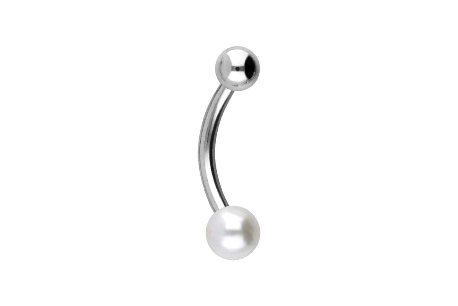 PIERCINGLINE Bauchnabelpiercing Chirurgenstahl Mini Bananabell SYNTHETISCHE PERLE + (Bananabells, 1-tlg)