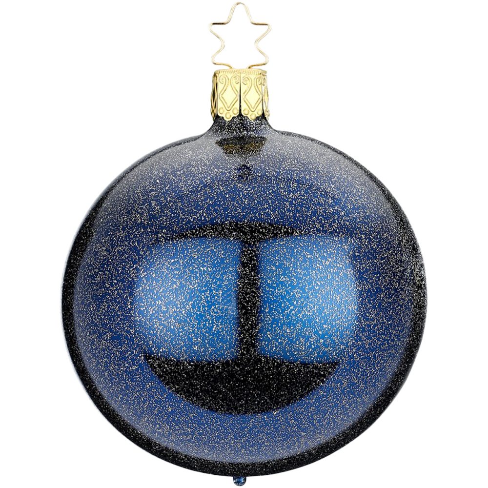 St), mitternacht (1 INGE-GLAS® Weihnachtsbaumkugel blau mundgeblasen, Sternenstaub glanz handbemalt
