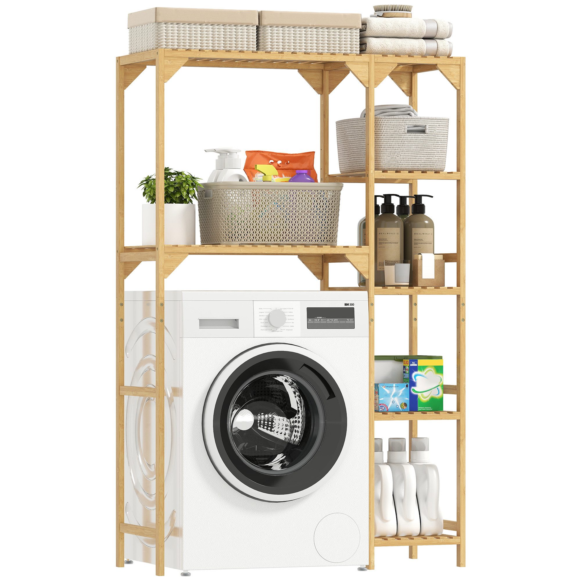 HOMCOM Badregal mit mehrere offene Fächer, Toilettenregal 1-tlg., für Badez günstig online kaufen