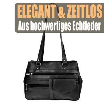 FLEXIBILITE Handtasche Umhängetasche Schultertasche Schwarz Echt Leder Tasche, Mehrere Fächer, Perfektes Geschenk