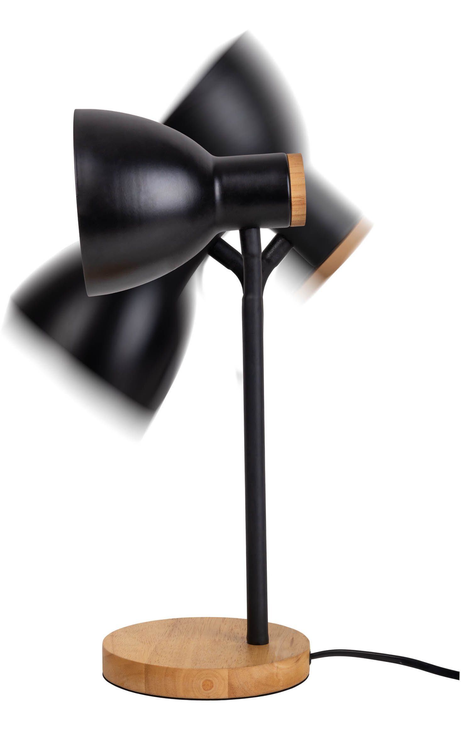 näve Schreibtischlampe Marie, ohne Leuchtmittel, Fuß und Schirm z.T. aus Holz, Schirm flexibel beweglich, E14