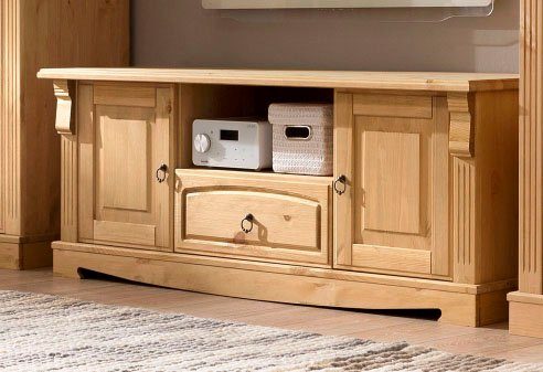 OTTO home Lowboard Anna (Gesamtmaße (B/T/H): ca. 140/44/50 cm), TV-Board, Breite 140 cm, 2 Türen, 1 Schublade, Massivholz, FSC®