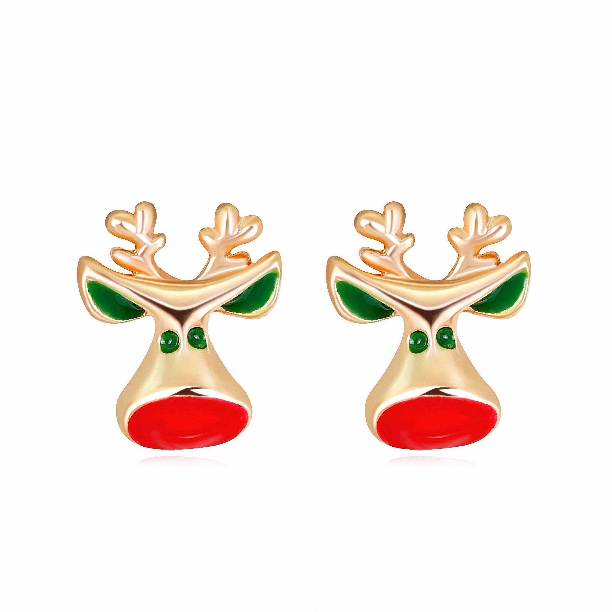 Adelia´s Paar Ohrstecker Weihnachtsschmuck Ohrstecker Elch mit Strass Kristallen, Weihnachtsschmuck