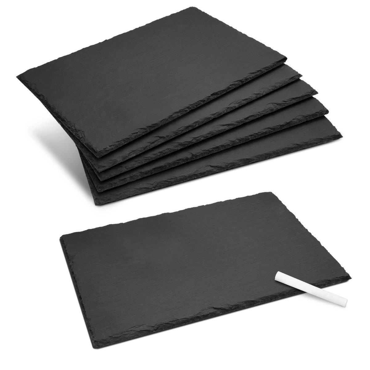 Platzset, 6-teiliges Schiefer-Teller-Platzset inkl. Kreide - 30x20cm, Navaris, (6-St)