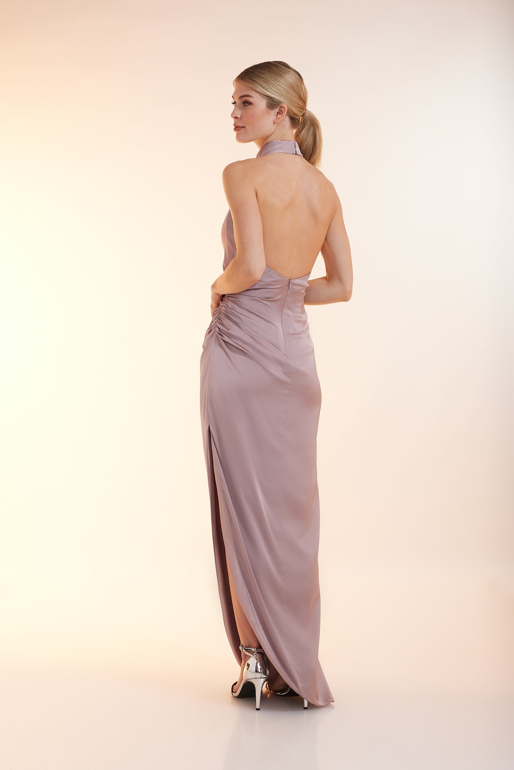 Abendkleid Dress Draped Unique Neckholder