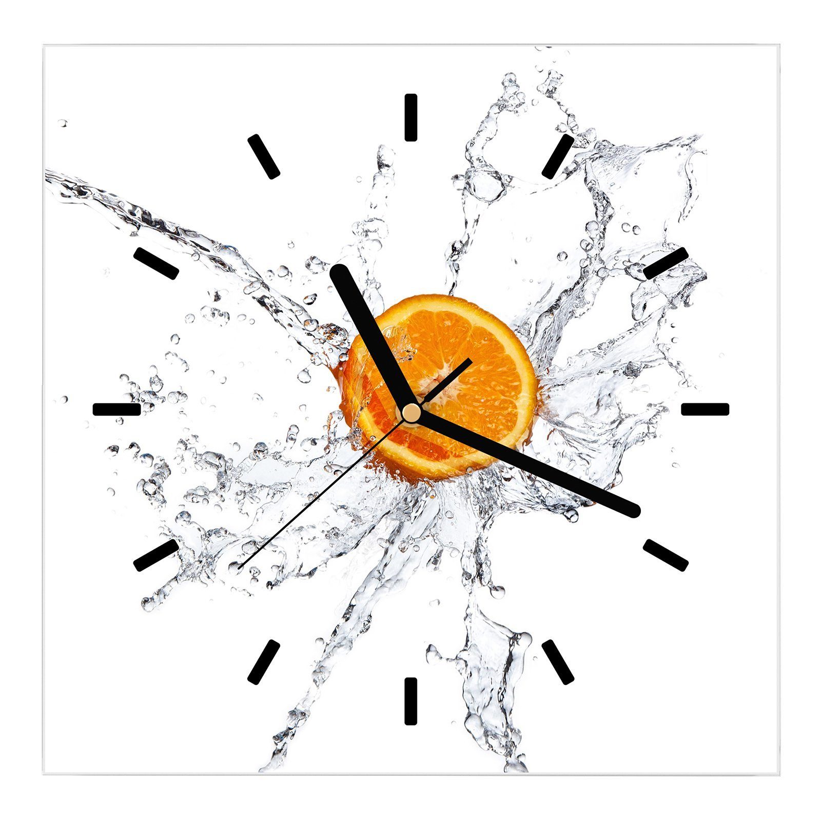 Orange Glasuhr 30 x Wanduhr 30 mit Wanduhr Größe Primedeco cm im Wasser Motiv Wandkunst