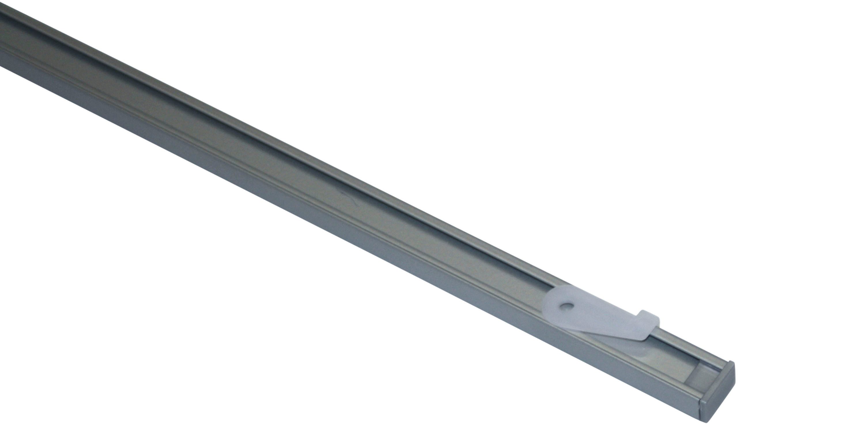 GARDINIA Vorhangschiene Aluminium-Vorhangschienen Set 1-Lauf Lucy, 1-läufig, mit Bohren, Aluminium, mit Bohren, Deckenmontage, Aluminium, Deckenträger aus Kunststoff