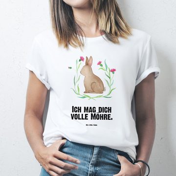 Mr. & Mrs. Panda T-Shirt Hase sitzend - Weiß - Geschenk, Grüße, Geburstag, Kaninchen, Frauen, (1-tlg)