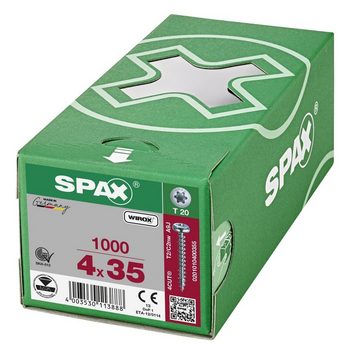 SPAX Spanplattenschraube Universalschraube, (Stahl weiß verzinkt, 1000 St), 4x35 mm