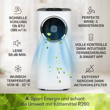 Klarstein Klimagerät Kraftwerk Smart, Klimagerät mobil Air Conditioner Kühlgerät Luftkühler