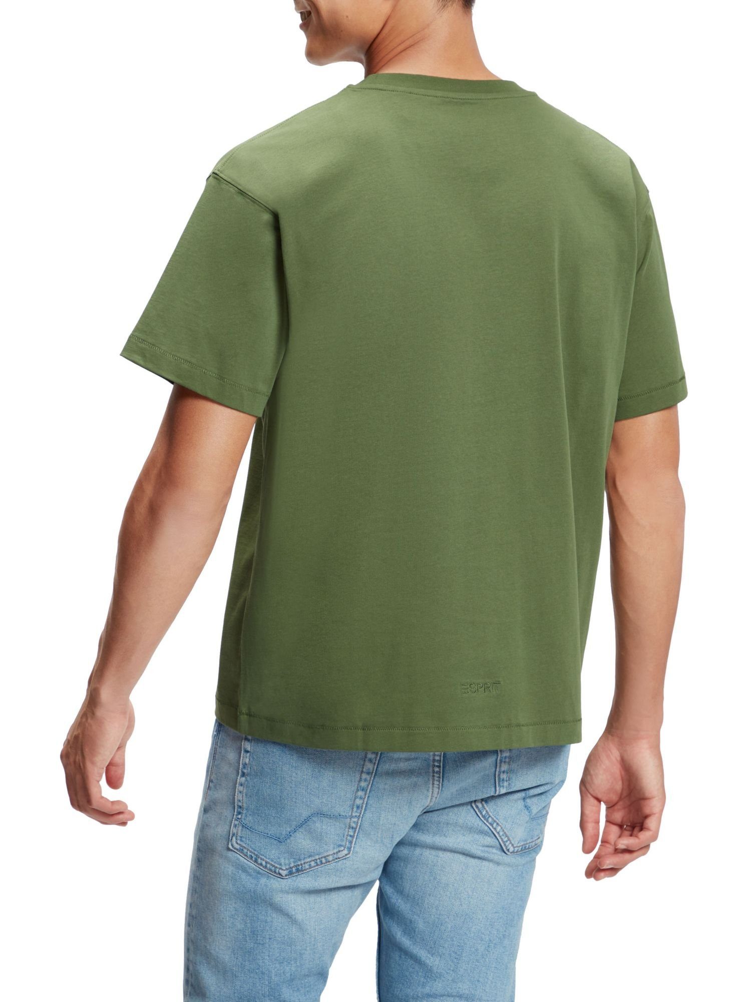 Esprit T-Shirt T-Shirt (1-tlg) mit FOREST Landschafts-Print abgesetztem