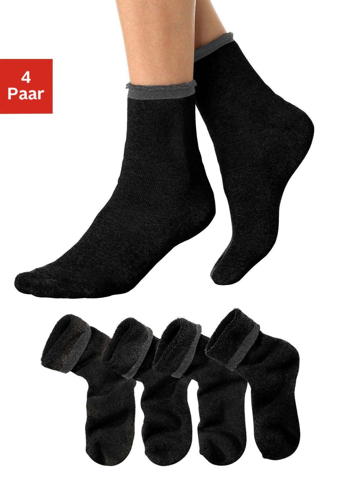 Lavana Kuschelsocken (Set, 4-Paar) mit Innenfrottee