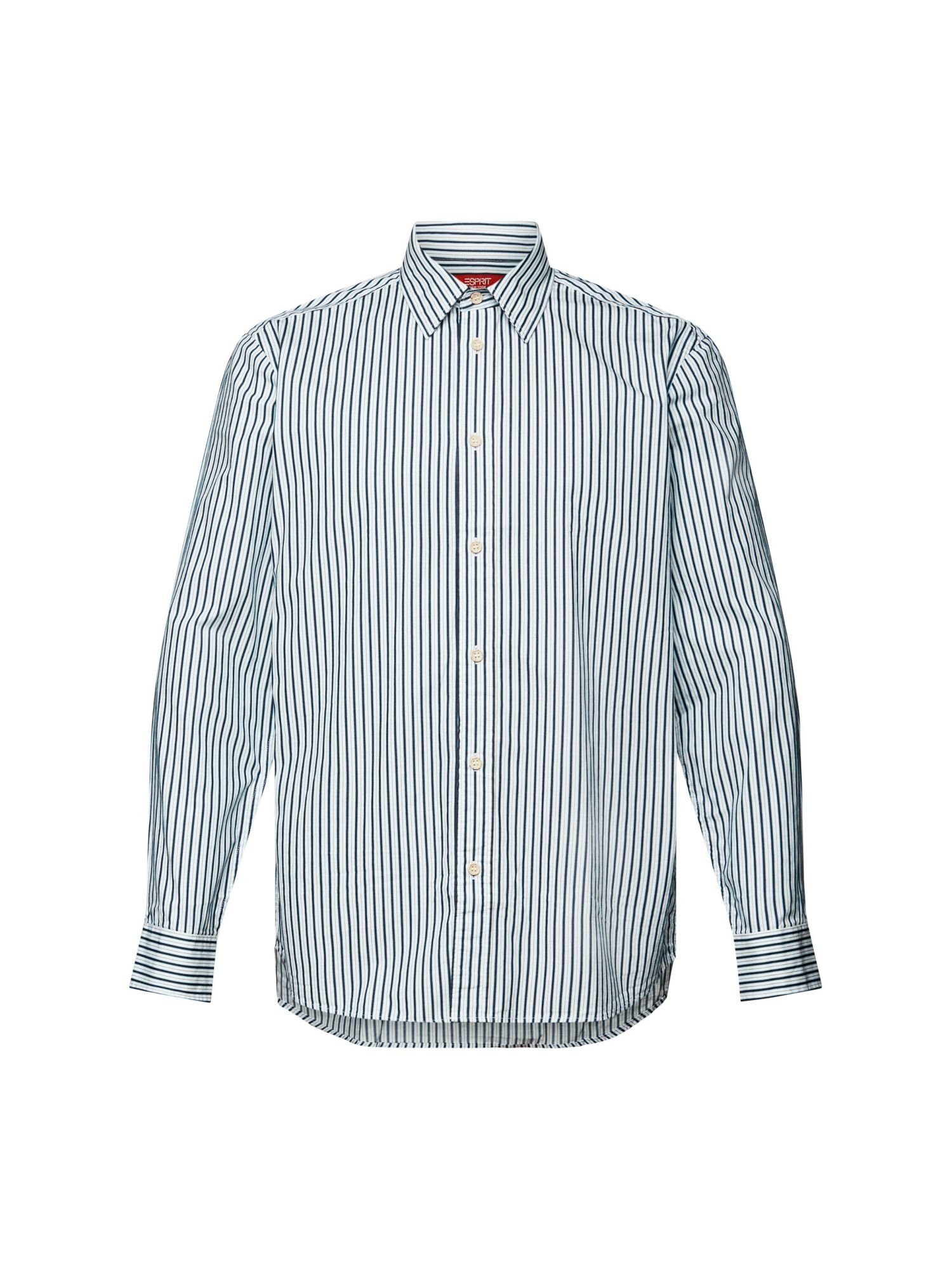 Esprit Langarmhemd Hemd mit Streifen, 100% Baumwolle ICE