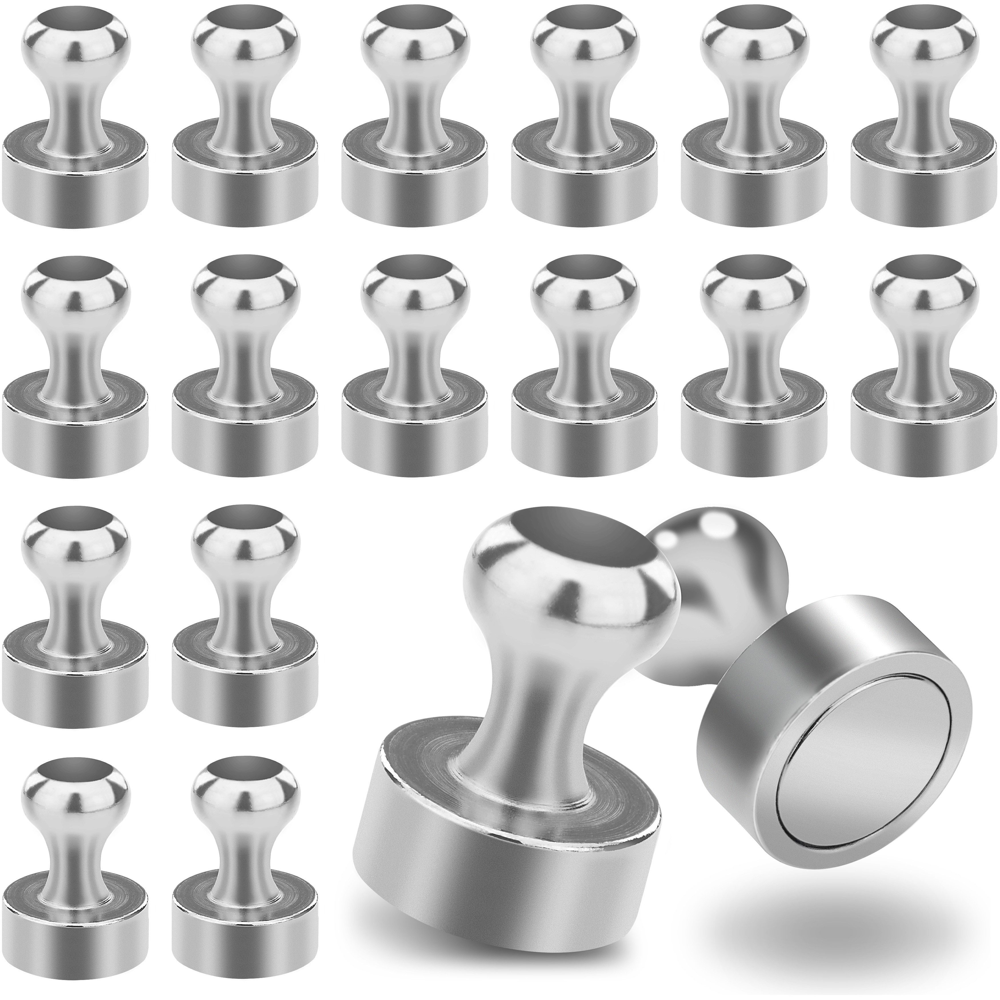Poppstar Magnethalter (18-St), Poppstar 18x Kegelmagnet (12x16mm, stark, Haftkraft 1 Kg), silbern