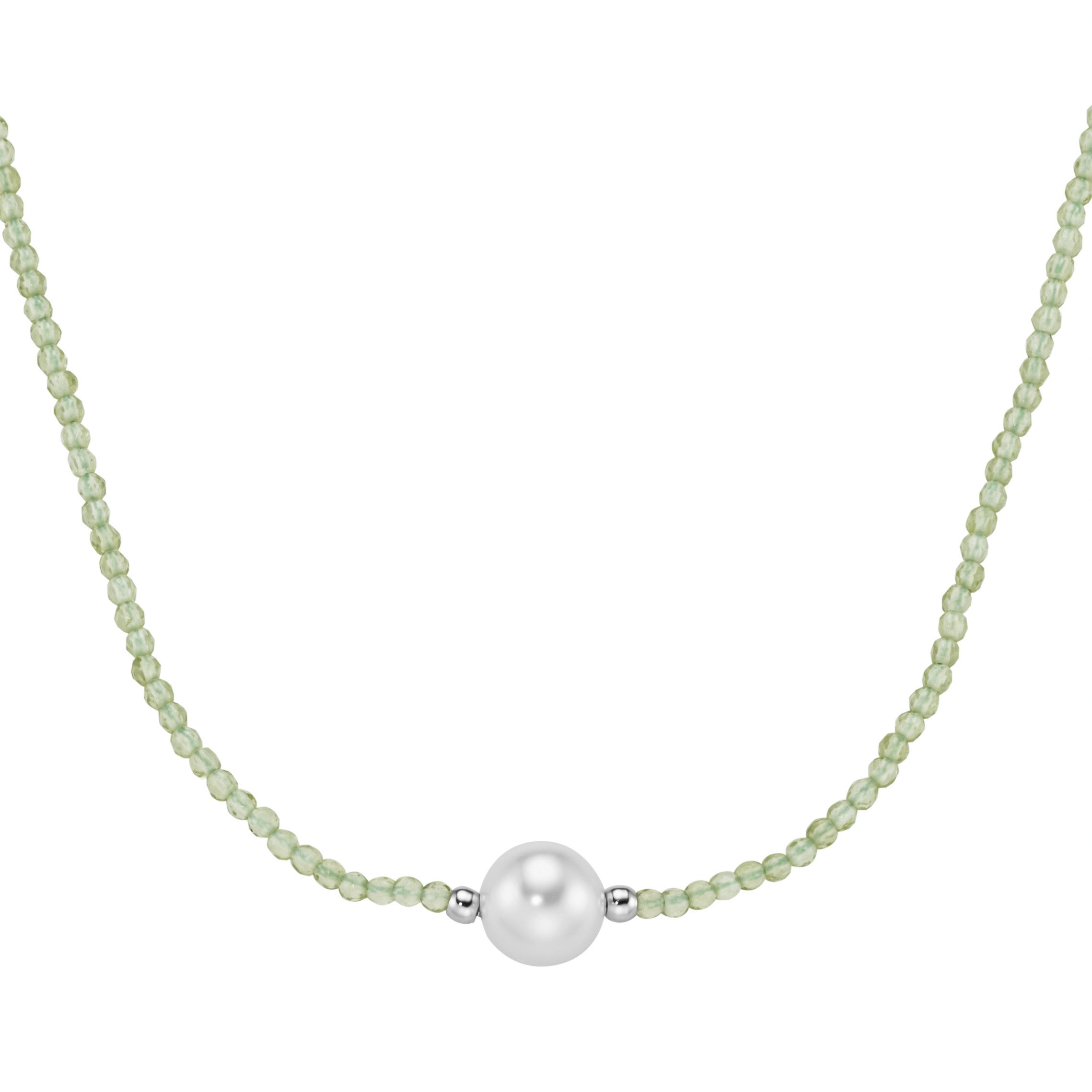 Smart Jewel Collier mit Edelstein-Kugeln + Muschelkern-Perle, Silber 925